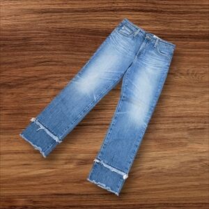 AG Adriano Goldschmed Double Raw Hemmed High Rise Shorter Length Jeans